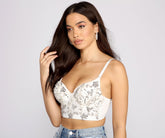 Bustier court à sequins fleuris glamour